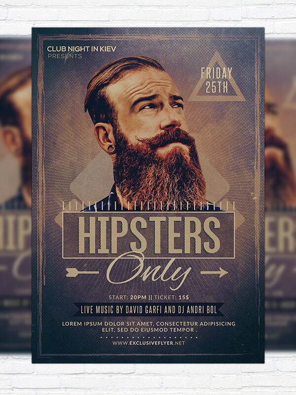 Hipsters Only - Premium Flyer Template + Facebook Cover