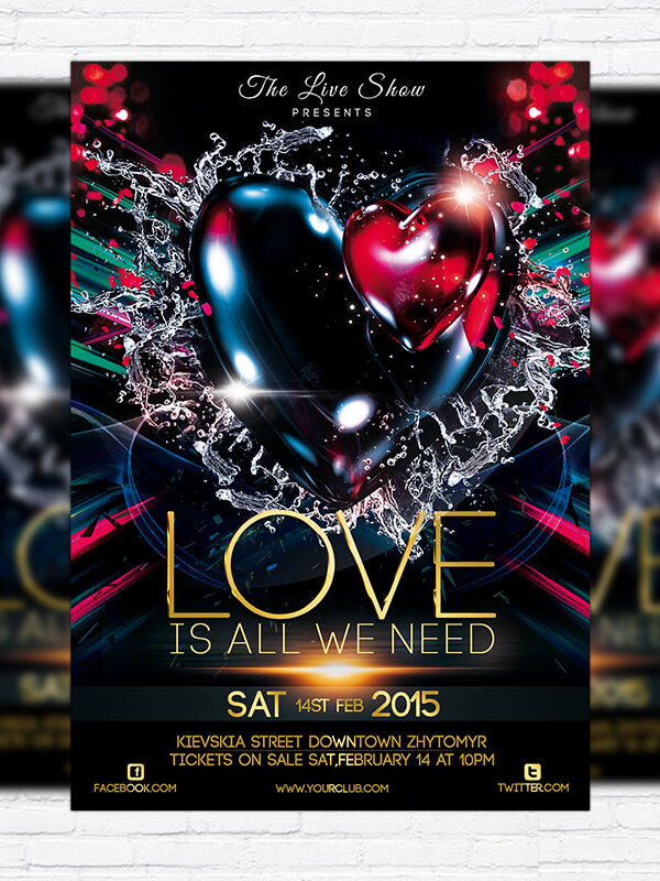 Valentines Night - Premium PSD Flyer Template + Facebook cover