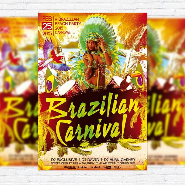 Brazilian Carnival Party - Premium PSD Flyer Template | ExclsiveFlyer ...