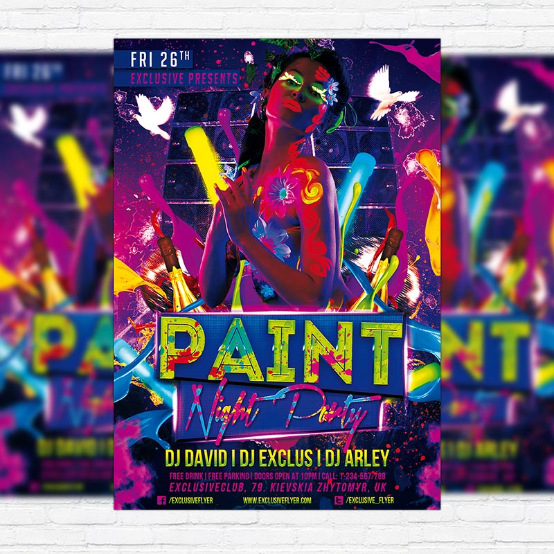 Paint Night Party Premium PSD Flyer Template ExclsiveFlyer Free 