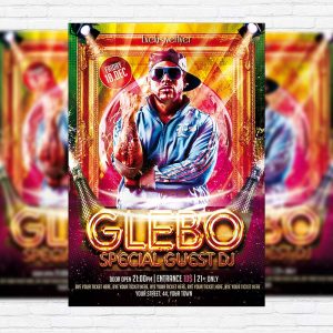 Special Guest Night Party Disco DJ Big Glebo - Free Club and Party Flyer PSD Template