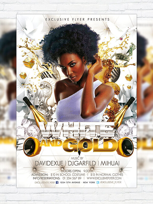 White and Gold Party - Premium PSD Flyer Template