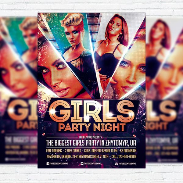 Girls Party Night - Premium Flyer Template + Facebook Cover