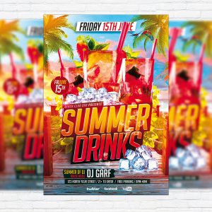 Summer Drinks - Premium Flyer Template + Facebook Cover