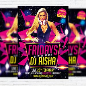 Fridays Electro Sound Party - Premium PSD Flyer Template
