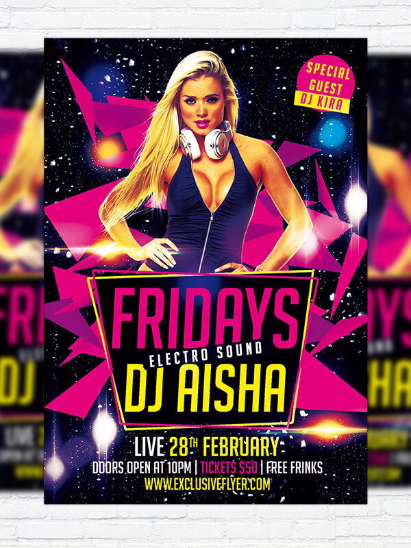 Fridays Electro Sound Party - Premium PSD Flyer Template