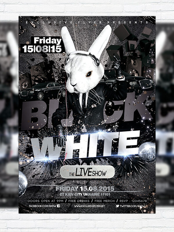 Black & White - Premium Flyer Template + Facebook Cover