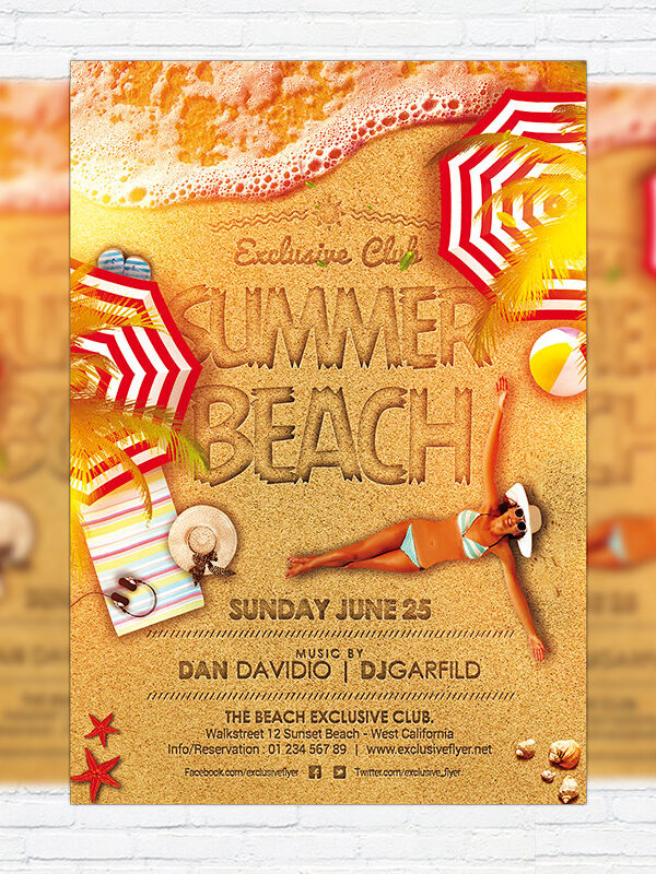 Summer Beach - Premium Flyer Template + Facebook Cover