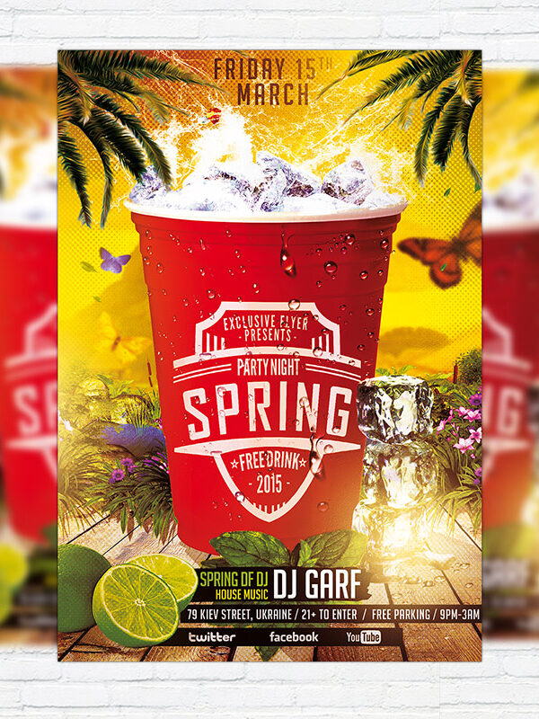 Spring Party Night - Premium PSD Flyer Template