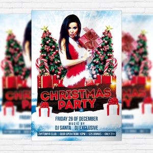 Christmas / New Year / X-mas Night Party - Free Club and Party Flyer PSD Template