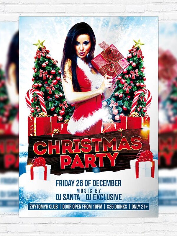 Christmas / New Year / X-mas Night Party - Free Club and Party Flyer PSD Template