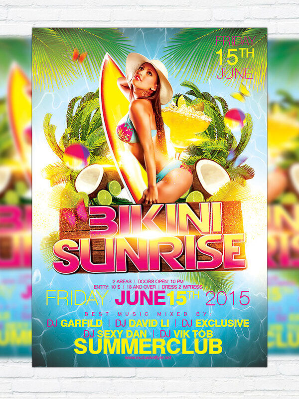 Bikini Sunrise - Premium Flyer Template + Facebook cover