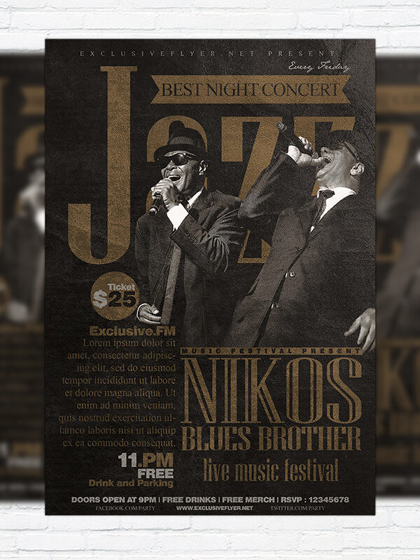 Jazz Festival - Premium Flyer Template + Facebook Cover