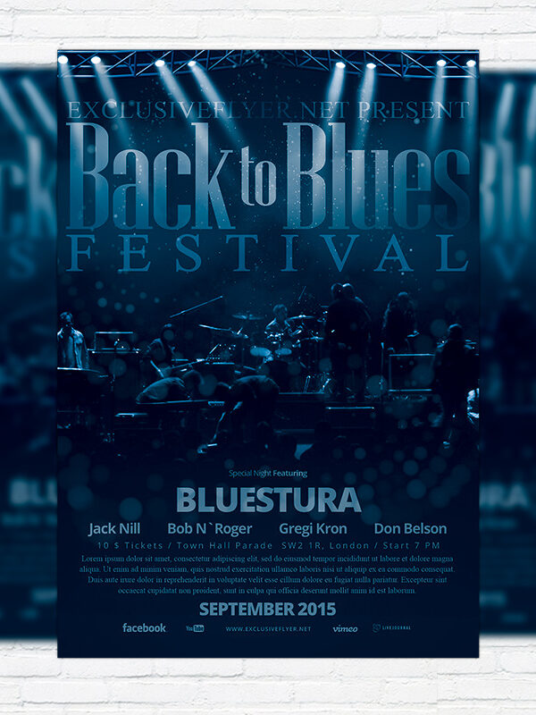 Blues Festival - Premium Flyer Template + Facebook Cover