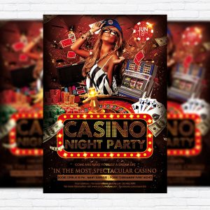 Casino Night Party - Premium Flyer Template + Facebook Cover