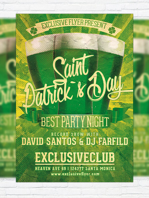 Retro St. Patrick's Day - Premium Flyer Template + Facebook Cover
