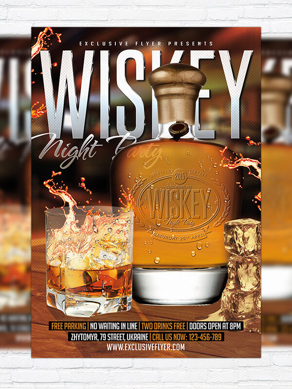 Wiskey Night Party - Premium Flyer Template + Facebook Cover
