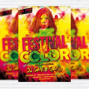 Festival of Color - Premium Flyer Template + Facebook Cover