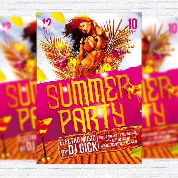 Summer Party - Premium Flyer Template + Facebook Cover