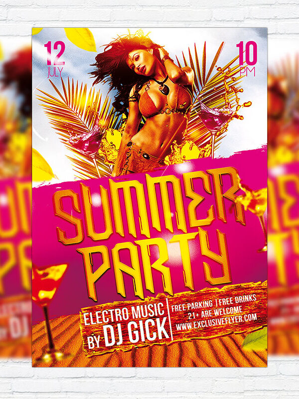 Summer Party - Premium Flyer Template + Facebook Cover
