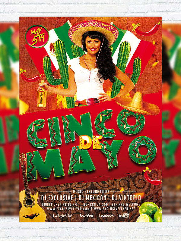 Cinco de Mayo - Premium Flyer Template + Facebook Cover