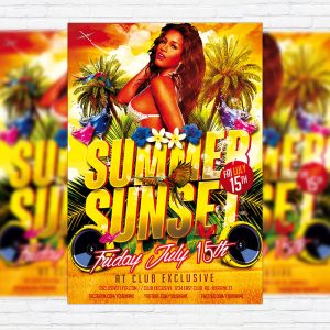 Summer Sunset - Premium Flyer Template + Facebook Cover