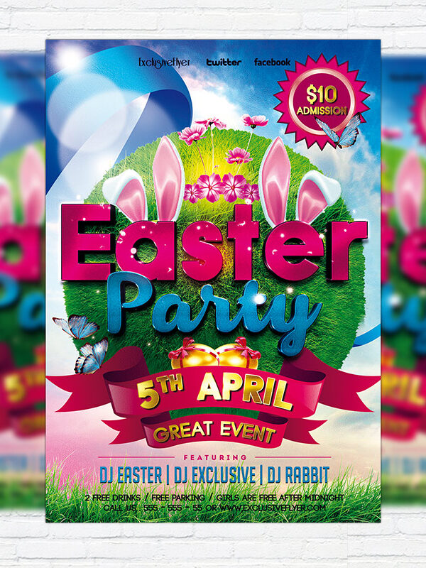 Easter Party - Premium Flyer Template + Facebook Cover