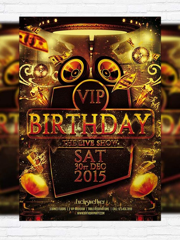 Vip Birthday - Premium PSD Flyer Template