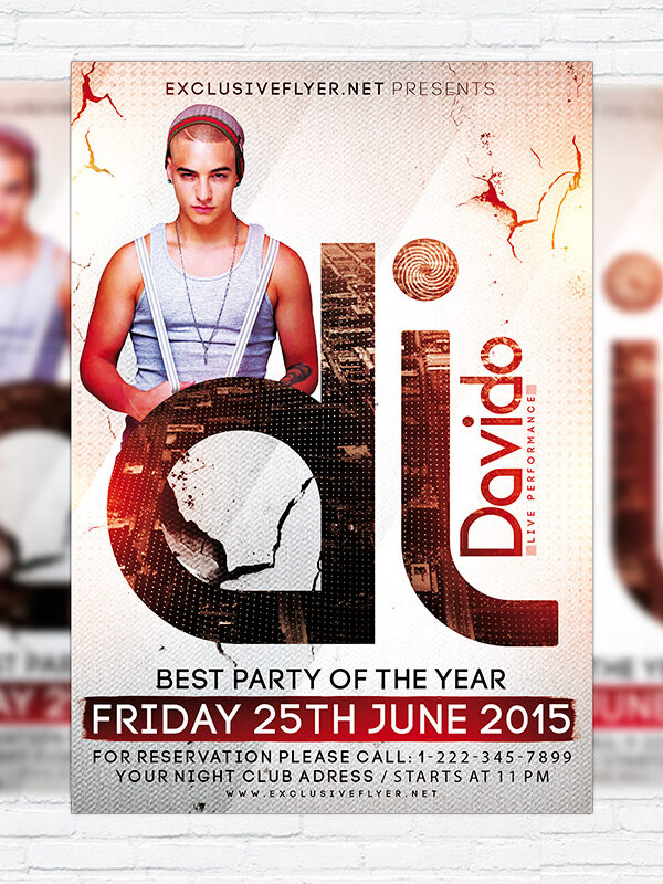 Guest Dj Davido - Premium Flyer Template + Facebook Cover