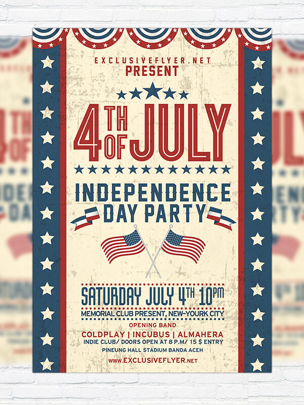 4th of July Party - Premium Flyer Template + Facebook Cover