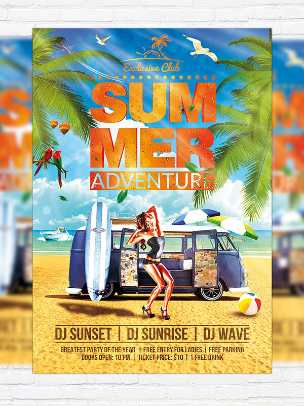 Summer Adventure - Premium Flyer Template + Facebook Cover