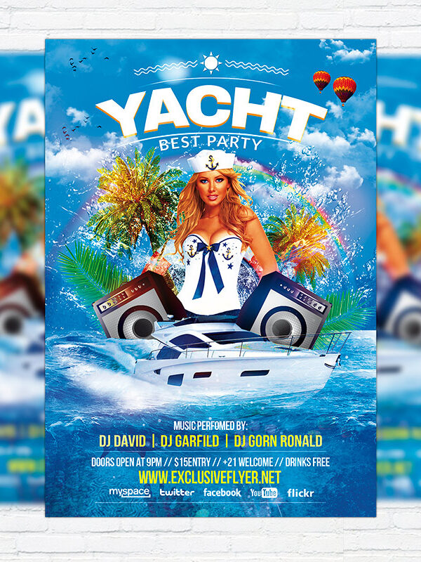 Yacht Party - Premium Flyer Template + Facebook Cover