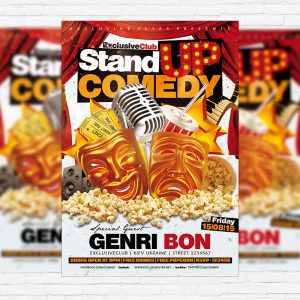 Stand Up Comedy - Premium Flyer Template + Facebook Cover