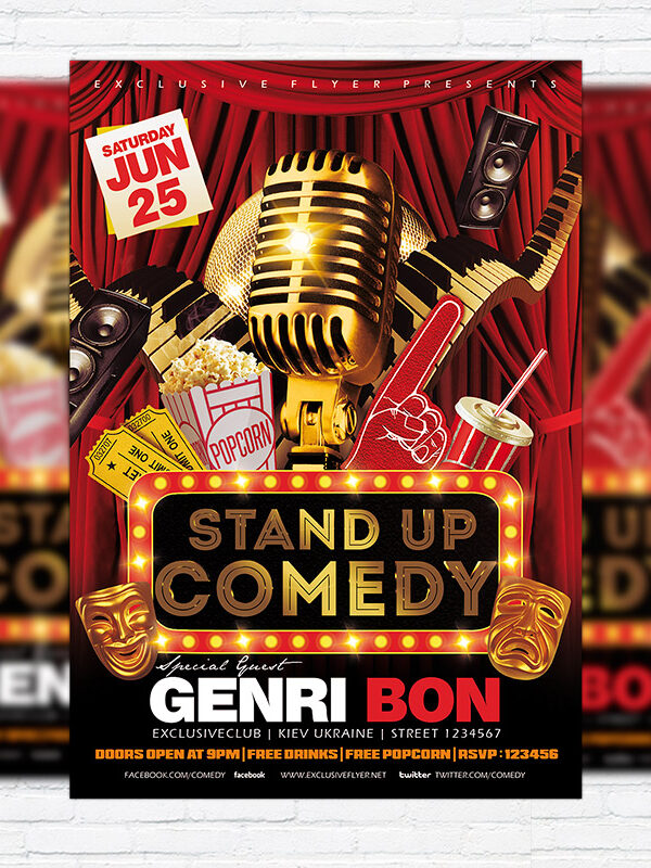 Stand Up Comedy Vol.2 - Premium Flyer Template + Facebook Cover