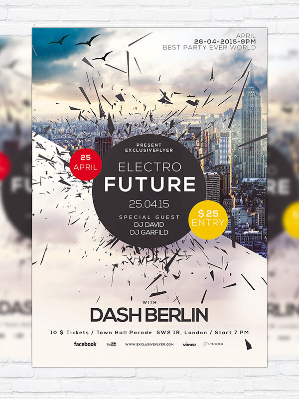 Electro Future Vol.2 - Premium Flyer Template + Facebook Cover