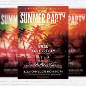 Summer Party Festival - Premium Flyer Template + Facebook Cover