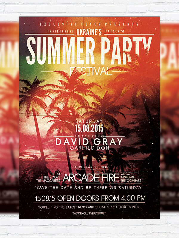 Summer Party Festival - Premium Flyer Template + Facebook Cover