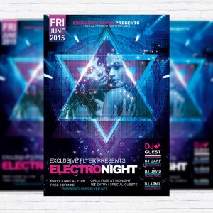 Electro Night - Premium Flyer Template + Facebook Cover