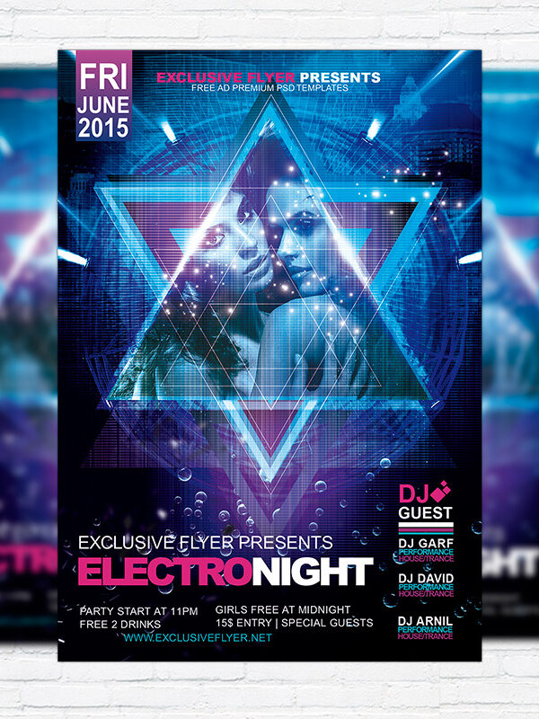 Electro Night - Premium Flyer Template + Facebook Cover