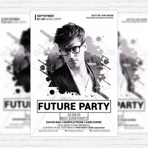 Future Party - Premium Flyer Template + Facebook Cover