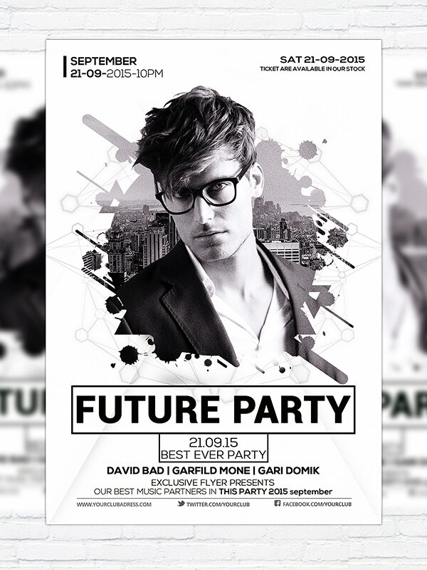 Future Party - Premium Flyer Template + Facebook Cover
