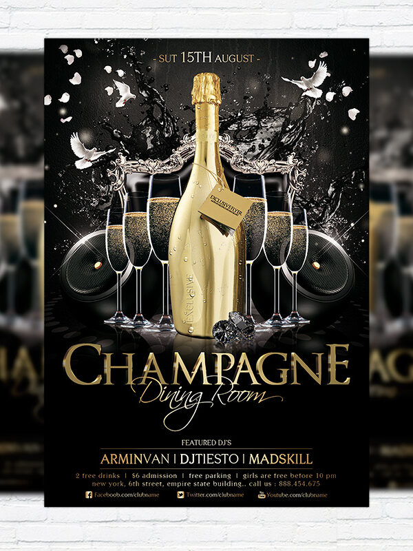 Champagne Dining Room - Premium Flyer Template + Facebook Cover