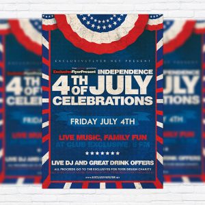 4th of July Celebrations - Premium Flyer Template + Facebook Cover