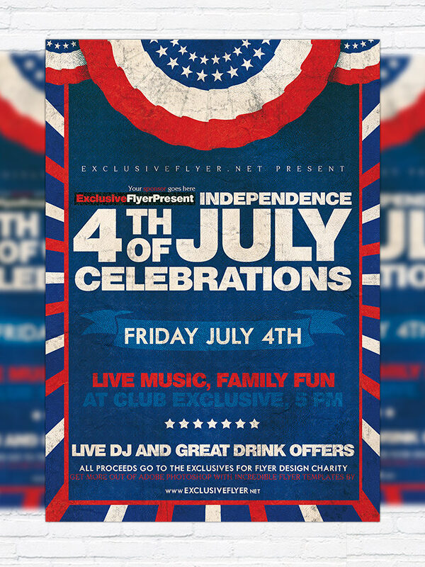4th of July Celebrations - Premium Flyer Template + Facebook Cover