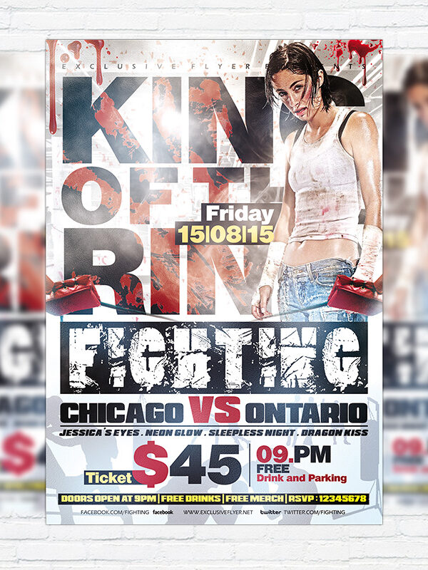 King Of The Ring - Premium Flyer Template + Facebook Cover