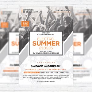 Electro Summer - Premium Flyer Template + Facebook Cover
