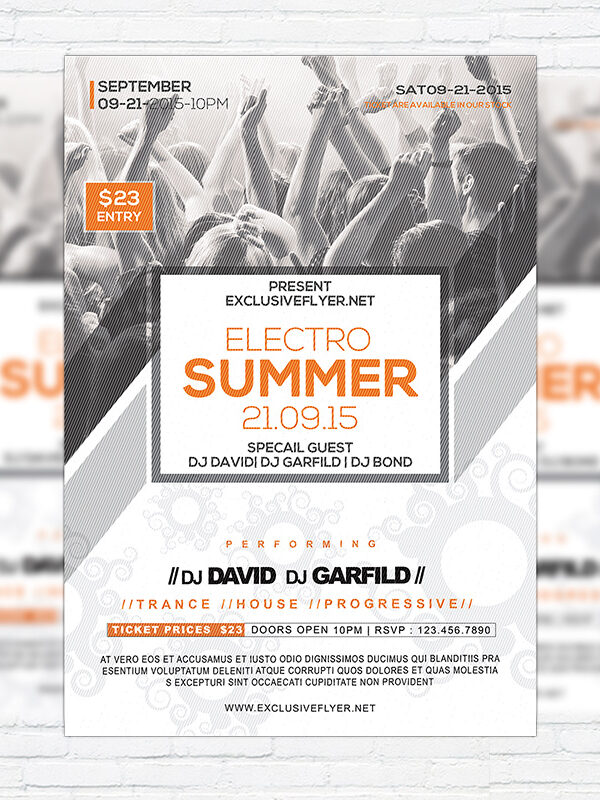 Electro Summer - Premium Flyer Template + Facebook Cover