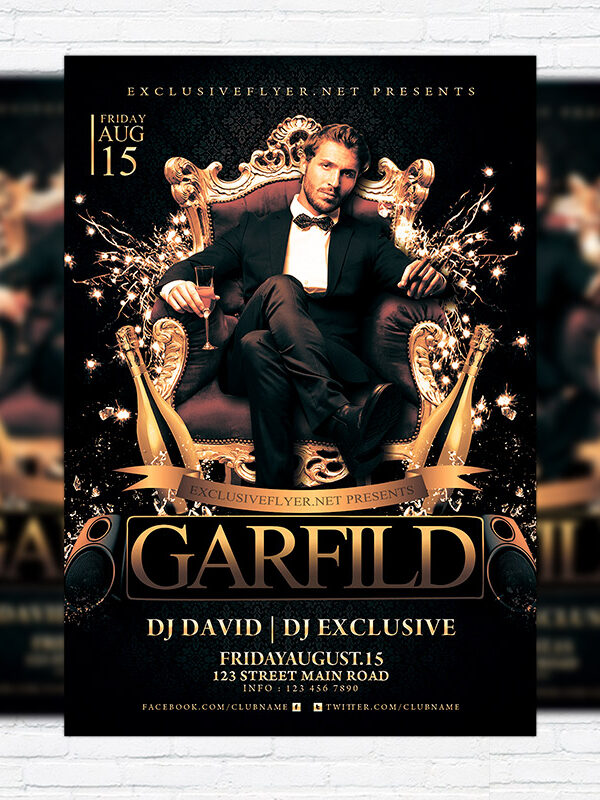 Special Guest Dj Garfild - Premium Flyer Template + Facebook Cover