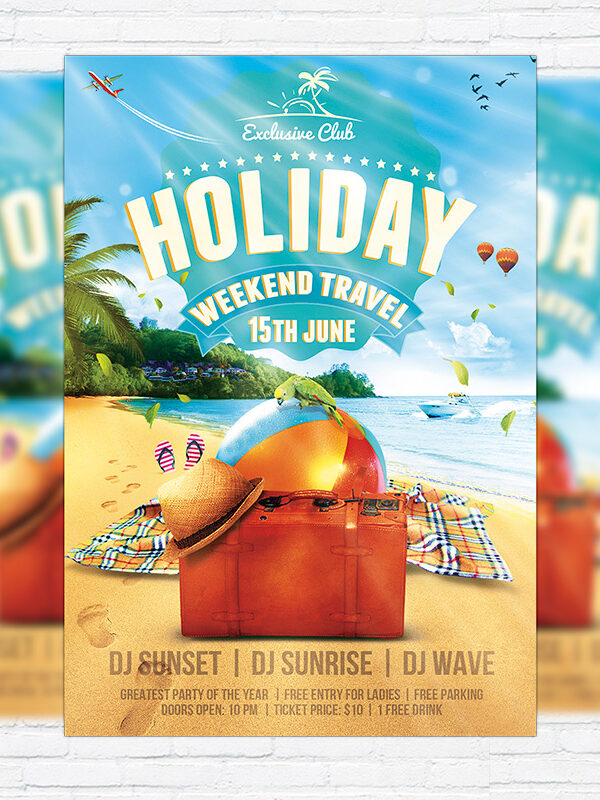 Summer Holiday Travel - Premium Flyer Template + Facebook Cover
