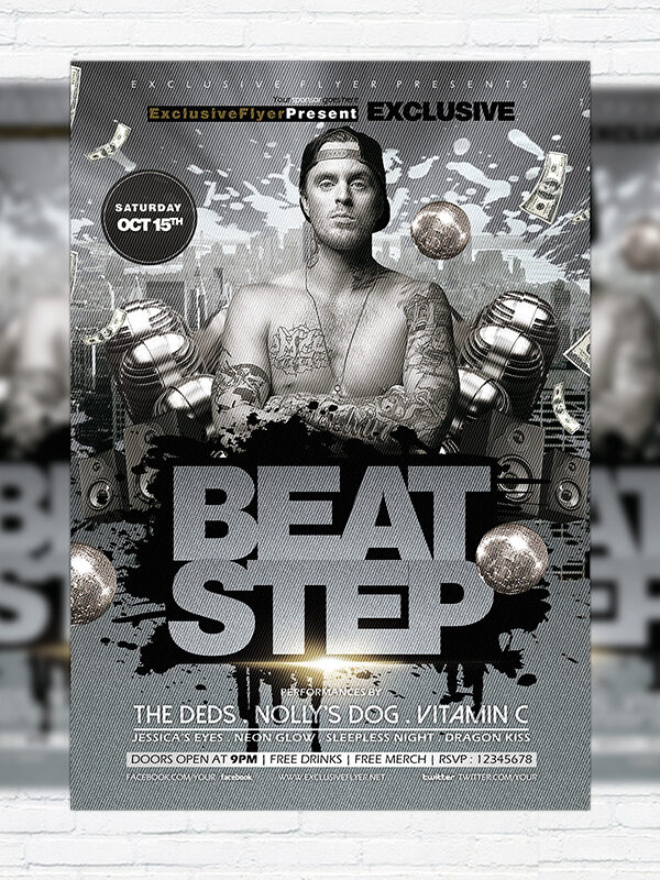 Beat Step - Premium Flyer Template + Facebook Cover
